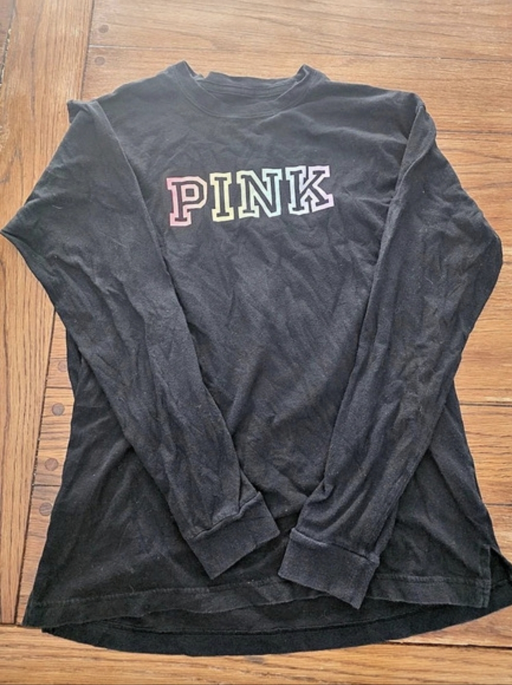 Victoria's Secret PINK Long Sleeve Graphic Tee Size XS Black